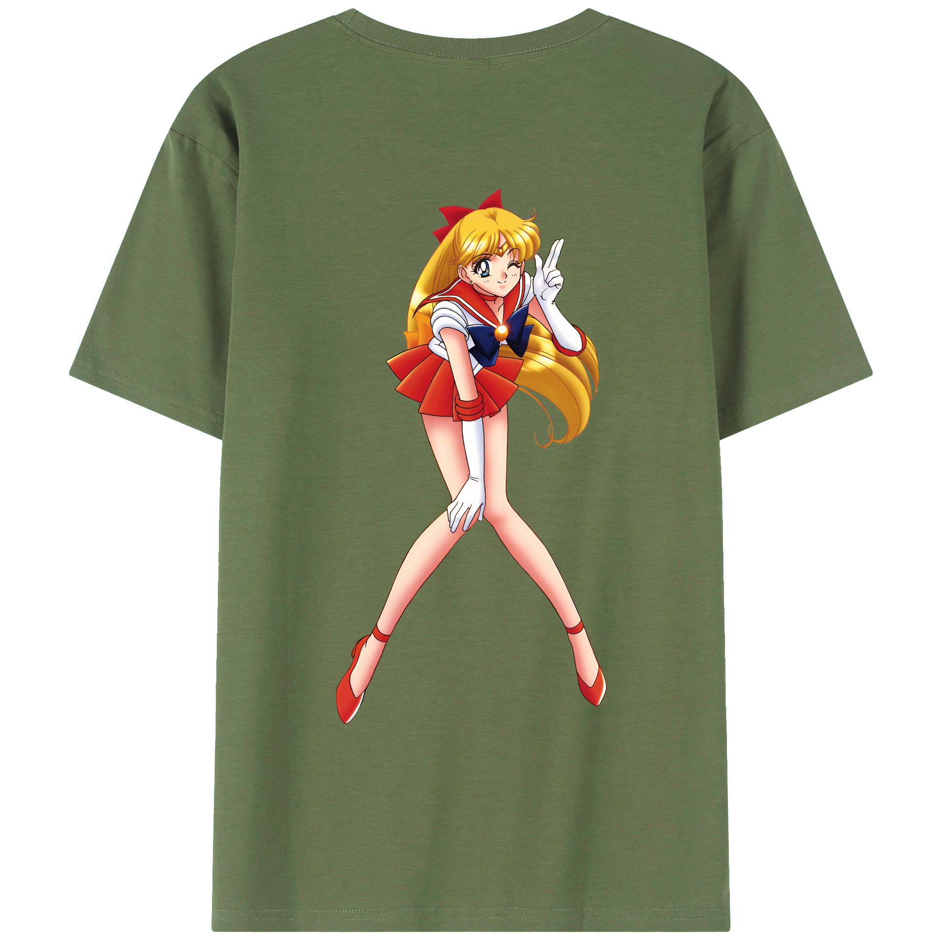 （画像用） 美少女戦士セーラームーン 愛野 美奈子 あいの みなこ Sailor Moon Aino Minako 綿100％ メンズ半袖Tシャツ（バックプリント） 通気性